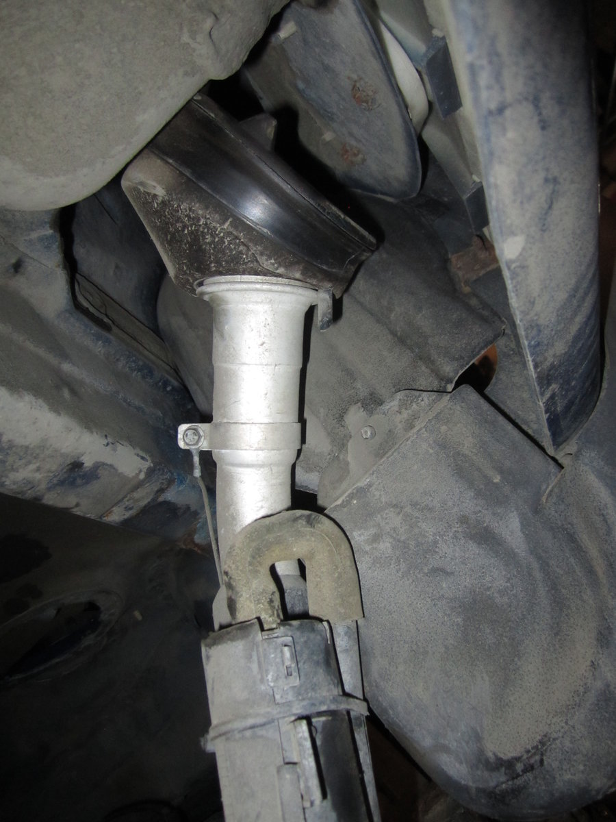 Top of fuel filler pipe