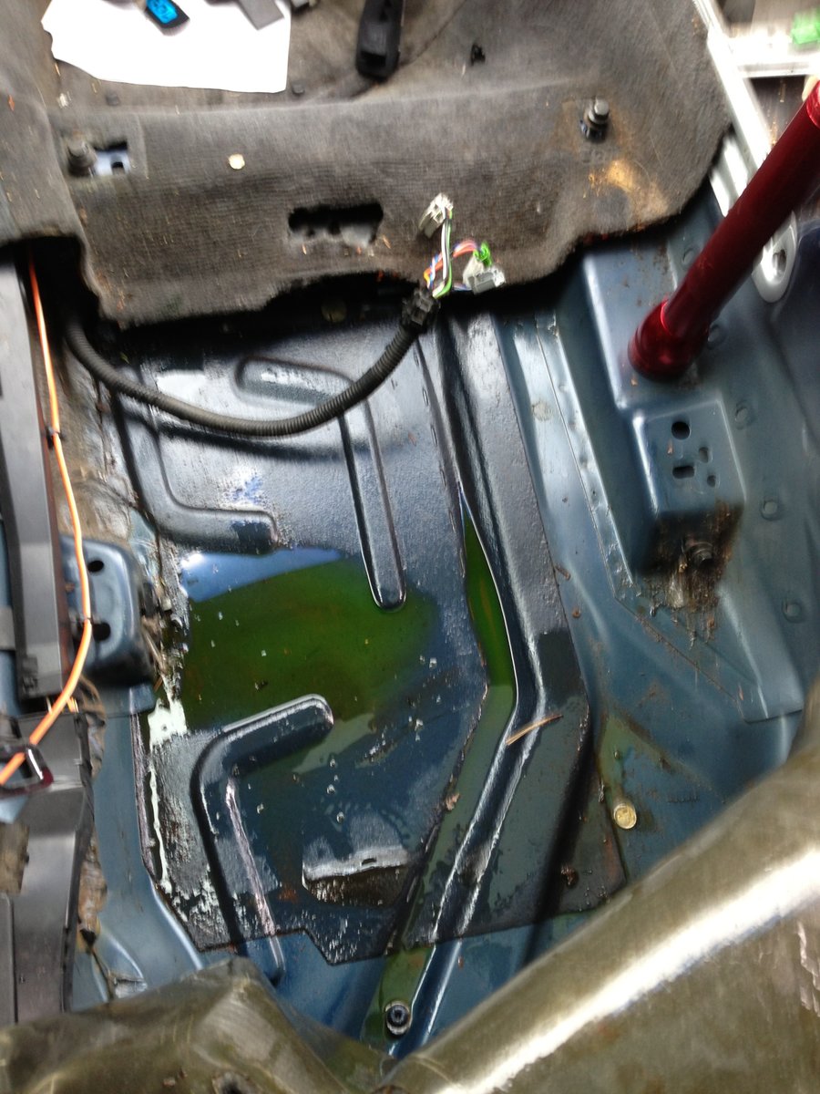About one gallon of coolant removed from rear pass side
