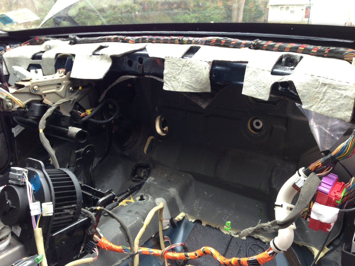 Note where I cut carpet and liner to de-grease/coolant