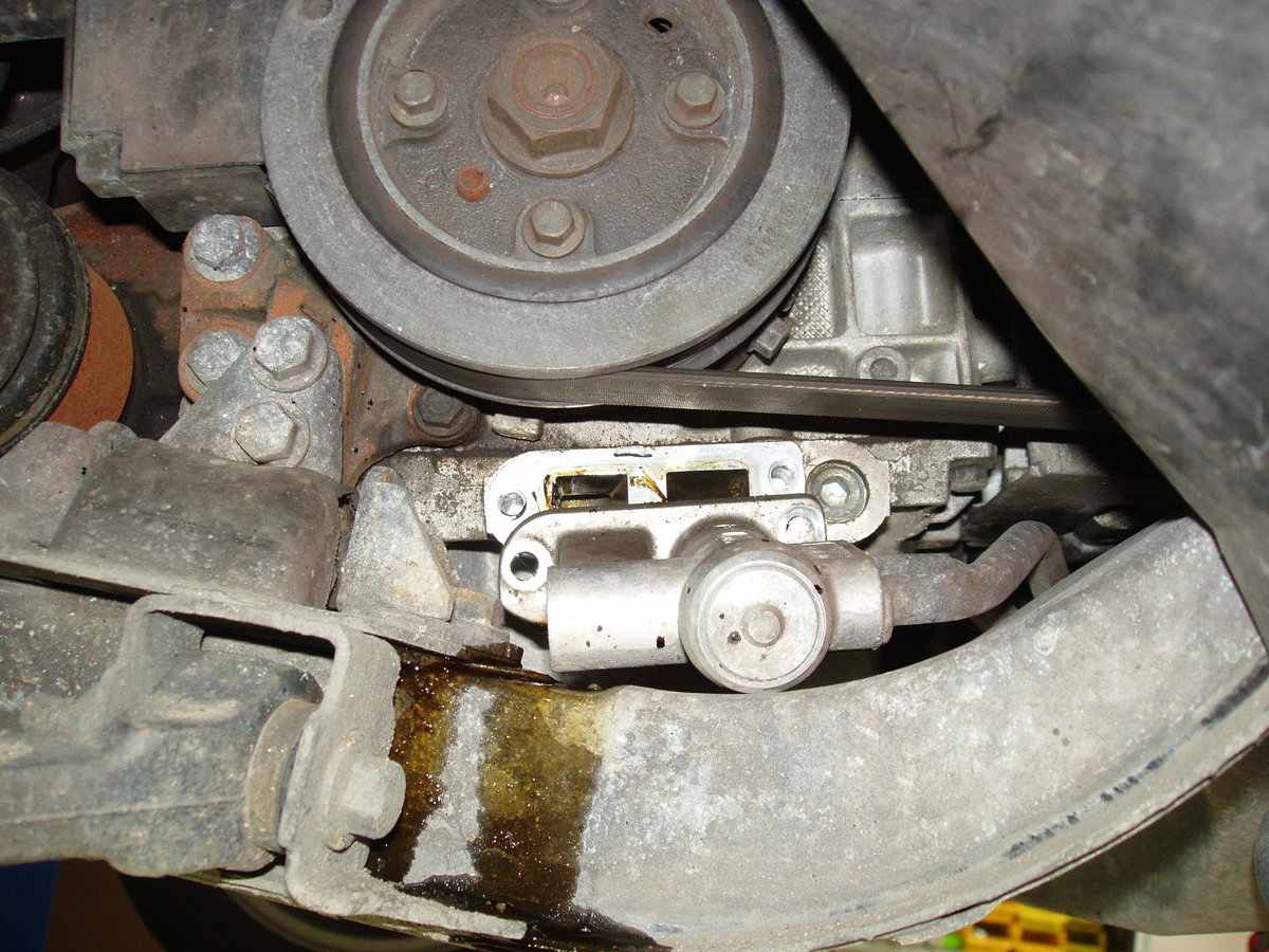 Oil cooler block removed on passenger side of oil pan