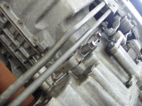 Power steering lines run directly under pan and held in place by clamps at 3 points