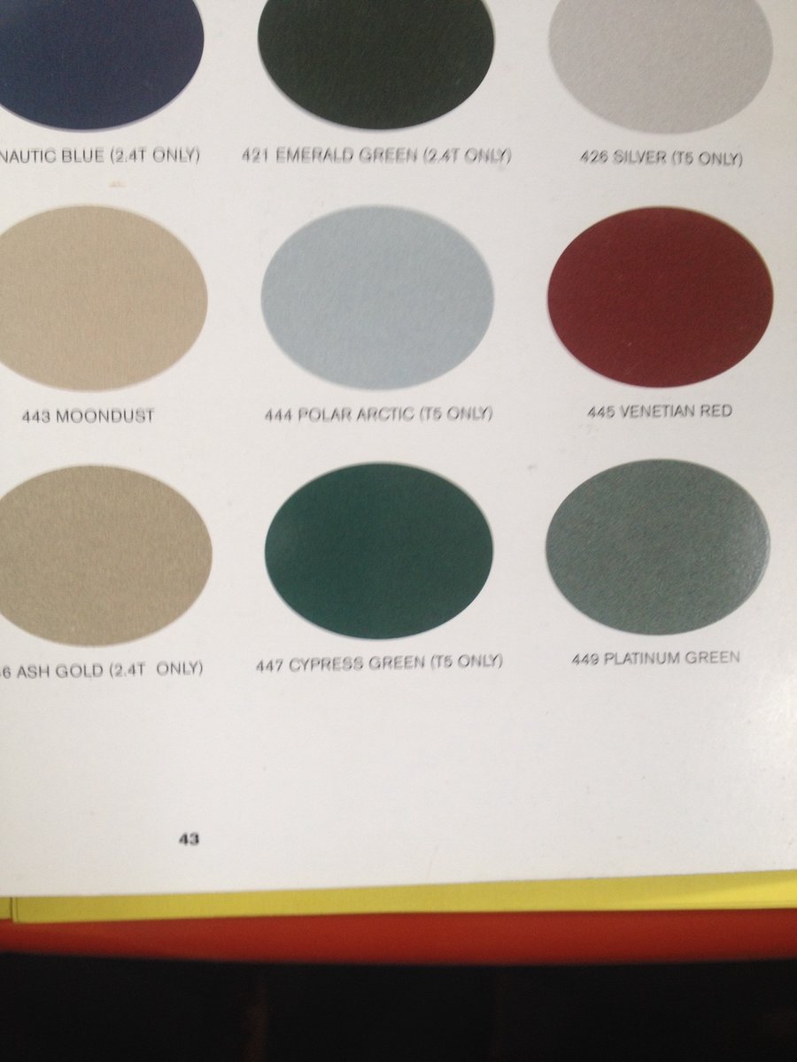 2001 V70 Sales brochure-color codes