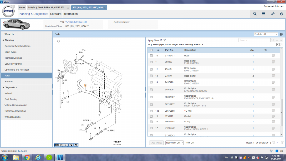Volvo S60 water pipe turbo cooling system.png