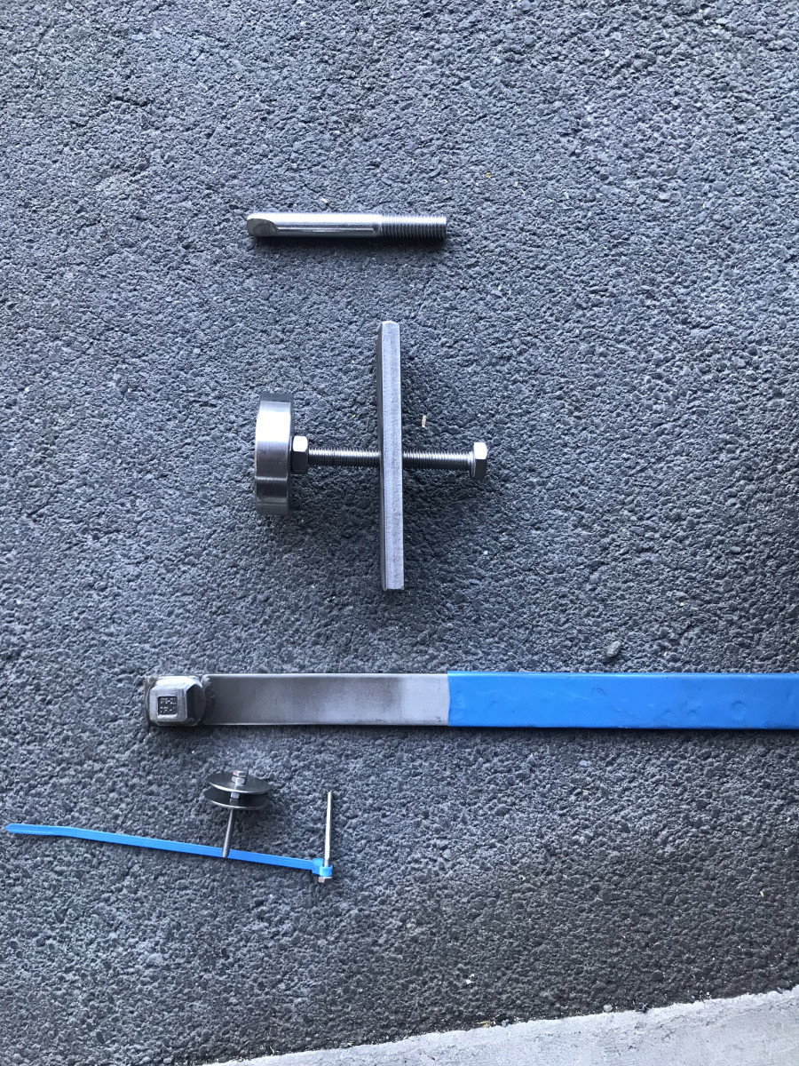 Wheel stud, push back and serp belt lever with fancy remove before flight cable tie