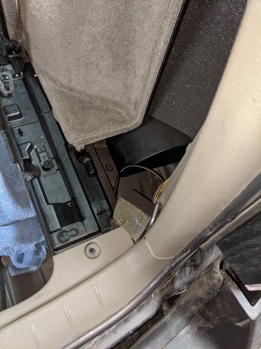 RH rear inner fender well where green box is