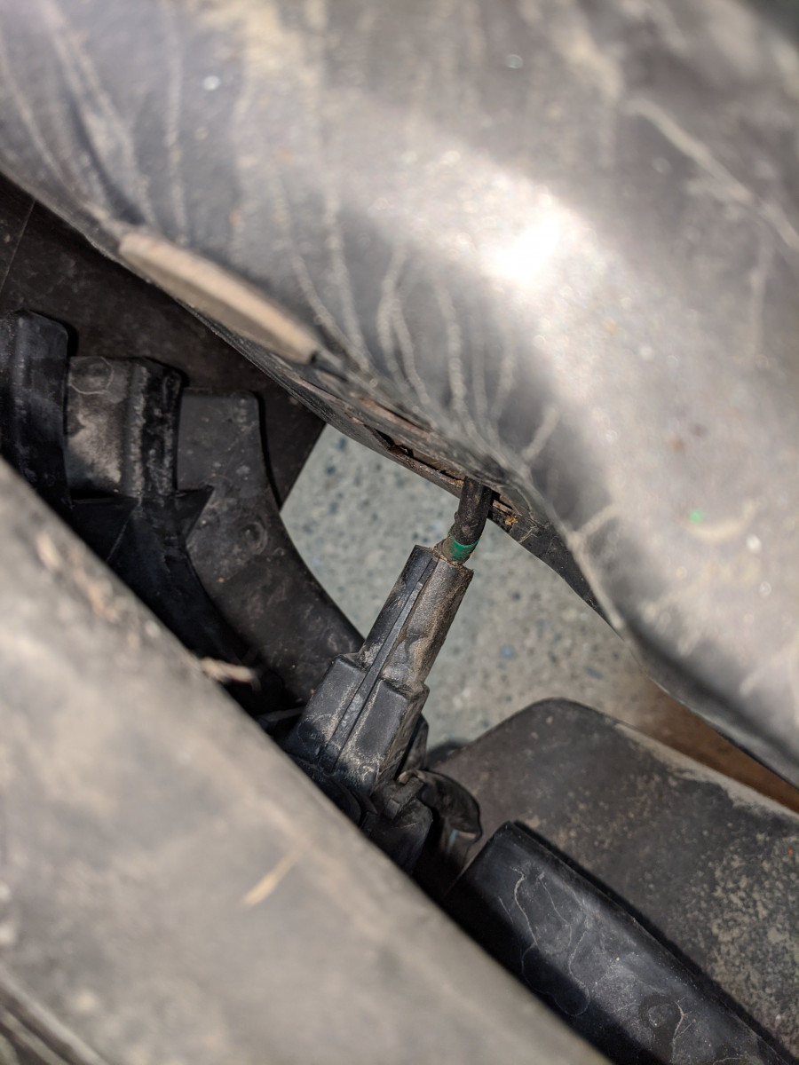 LH bumper sensor wire into bumper