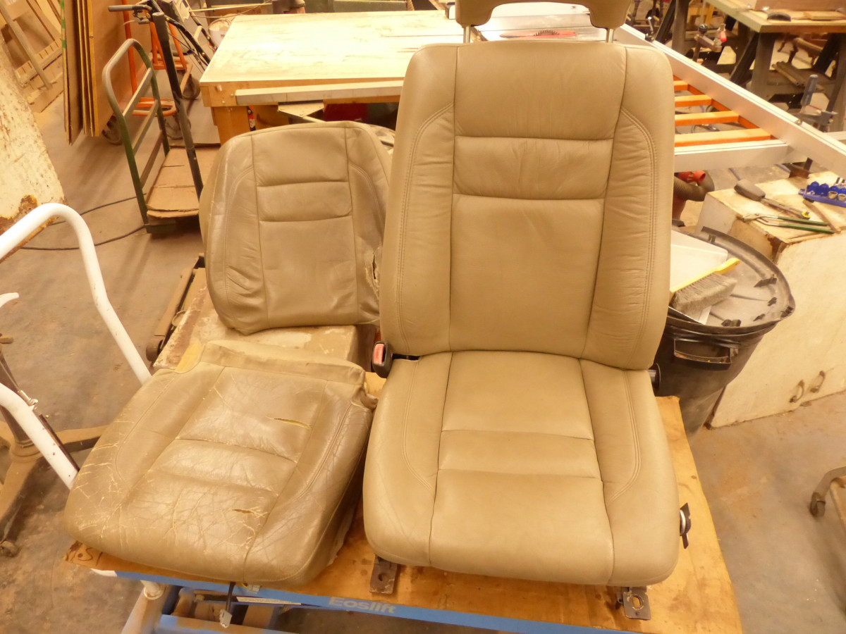 On this side I just epoxied a patch from the old seat to cover where the old non-electric seat had the back tilt knob.
