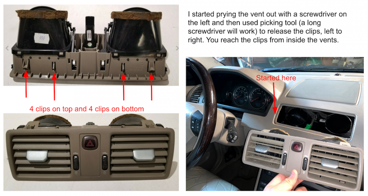 Removing the center vent.