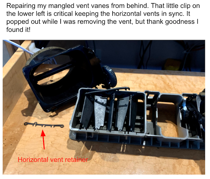 Fixing the vanes from behind.