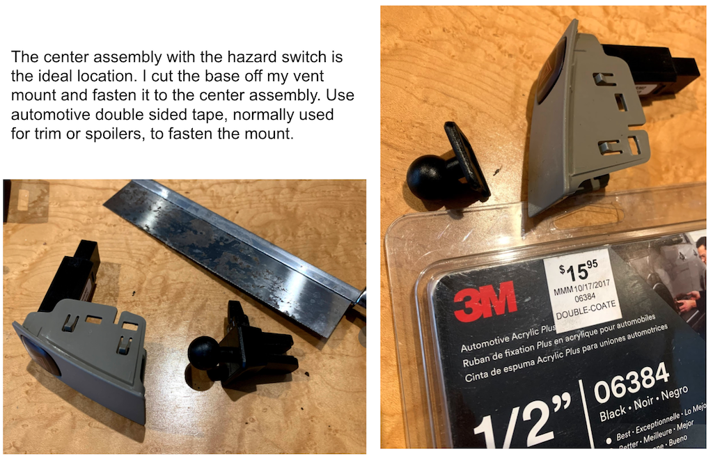 Cutting the vent mount to fit.