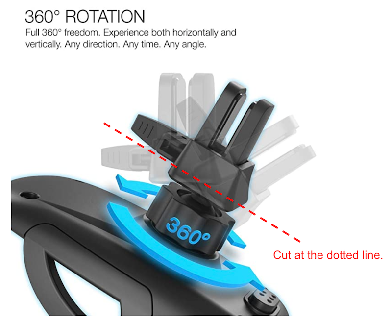 Cut here to mount to Dash.