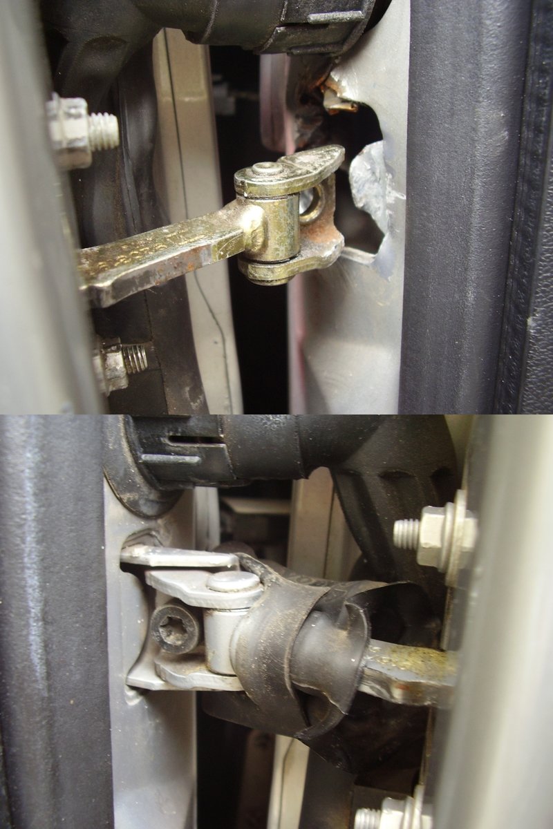 This picture is of my door stays on my 1999 S70 with the broken driver's side and the good passenger side.