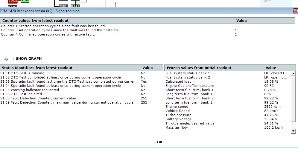 rear knock sensor code