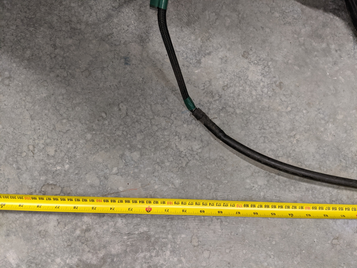 End of rubber hose for approx length
