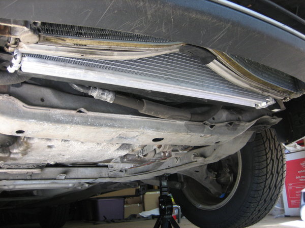 After repair.  Still have to replace intercooler and condenser, but at least the car runs without fear of internal radiator leaks.