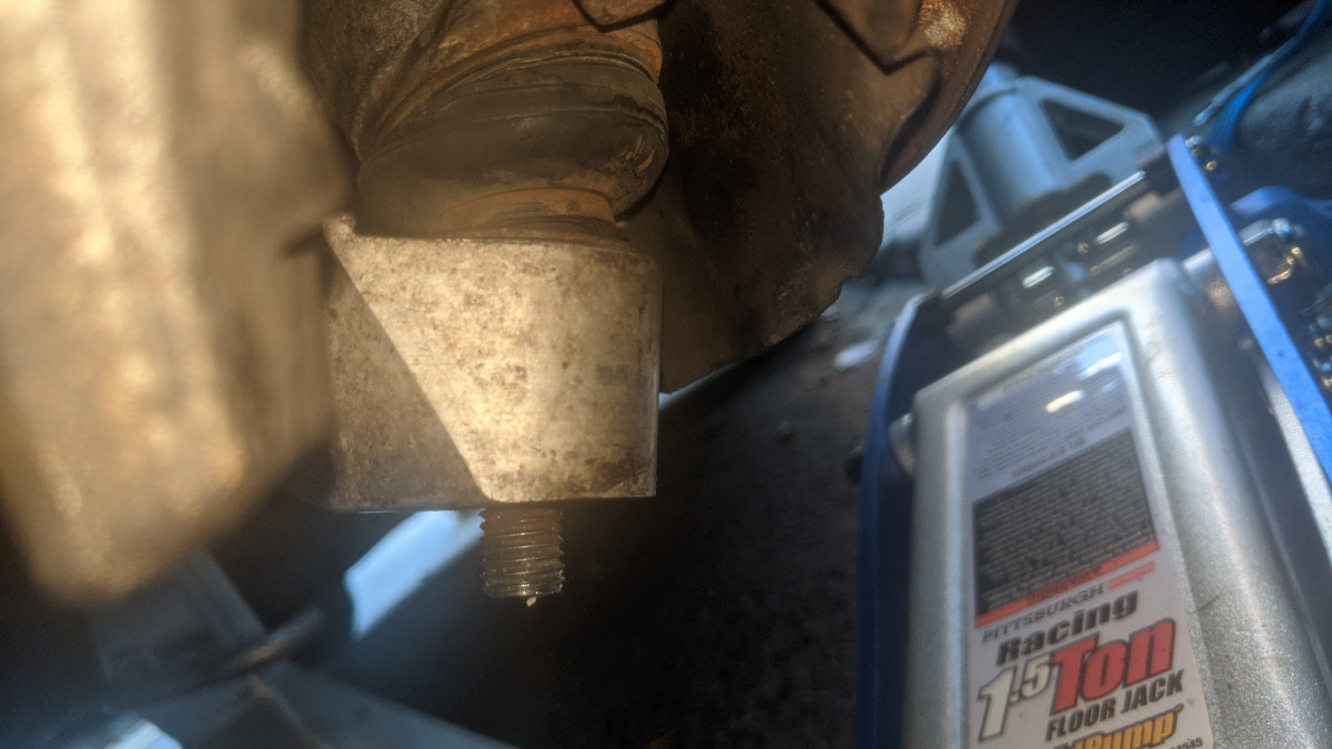 does not want to come out of the control arm.