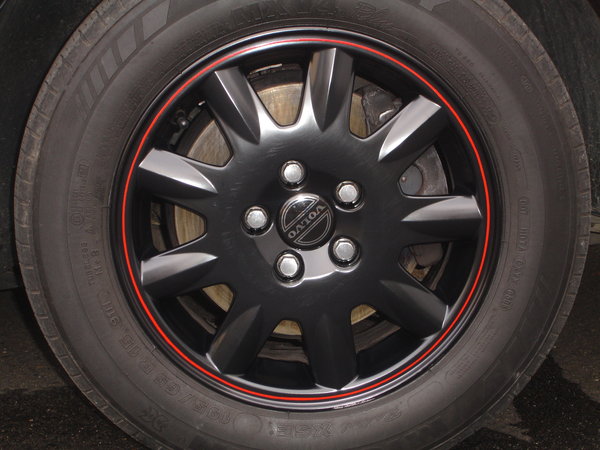 Powder coated stock volvo rims... red pin stripe