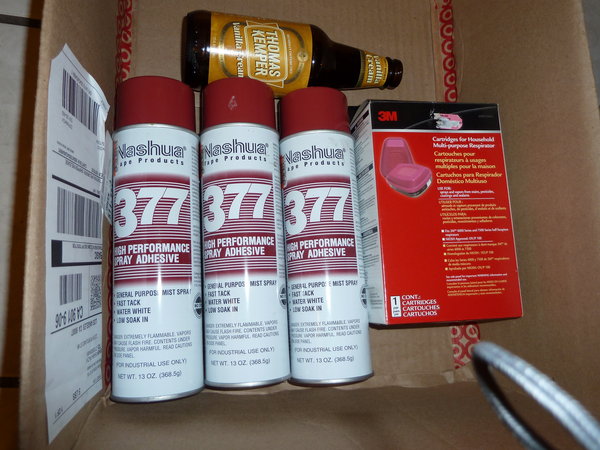 Primer adhesive and 3m filters &amp; a drink for doing a good job.