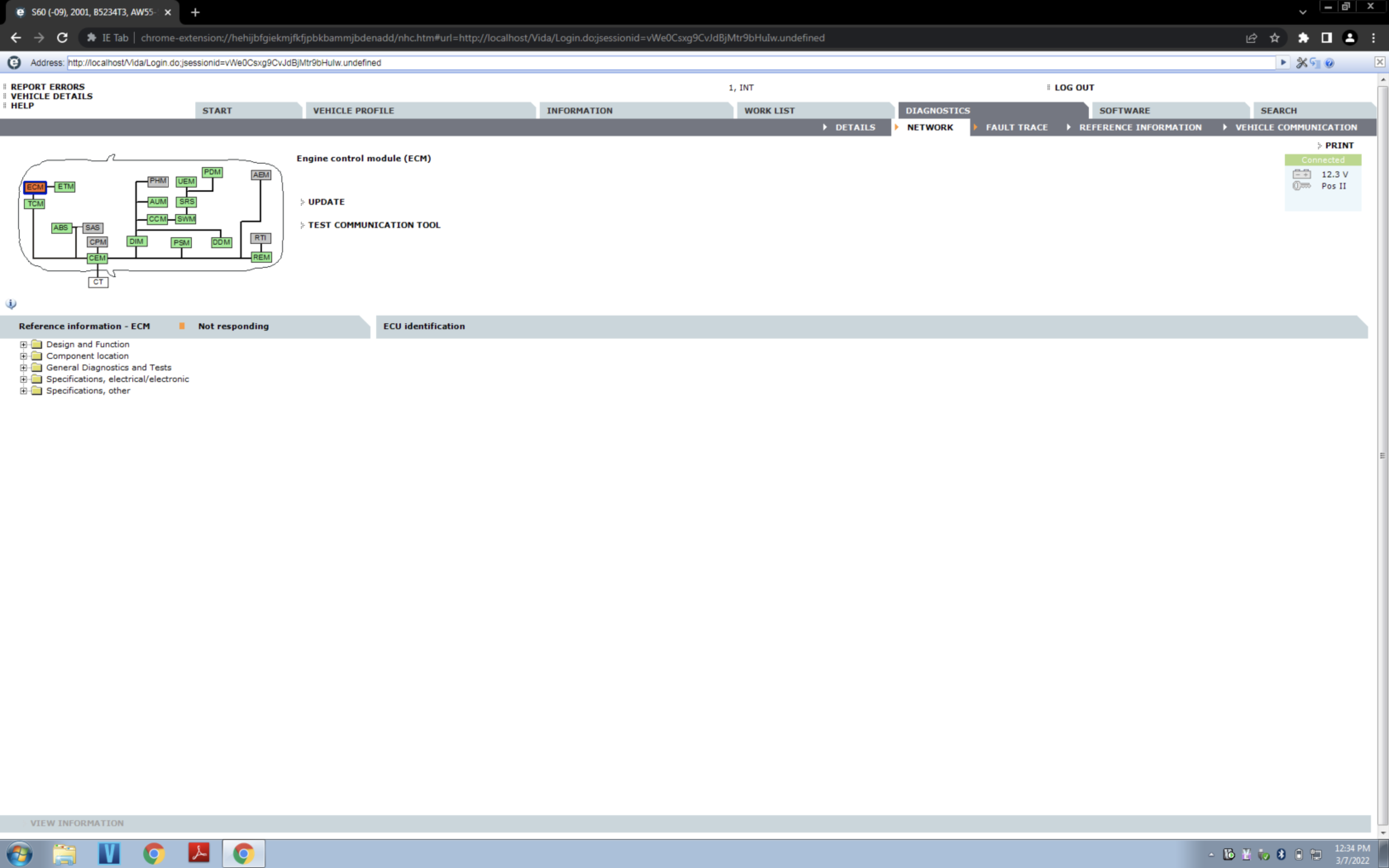Chrome/Vida Network ECM not responding