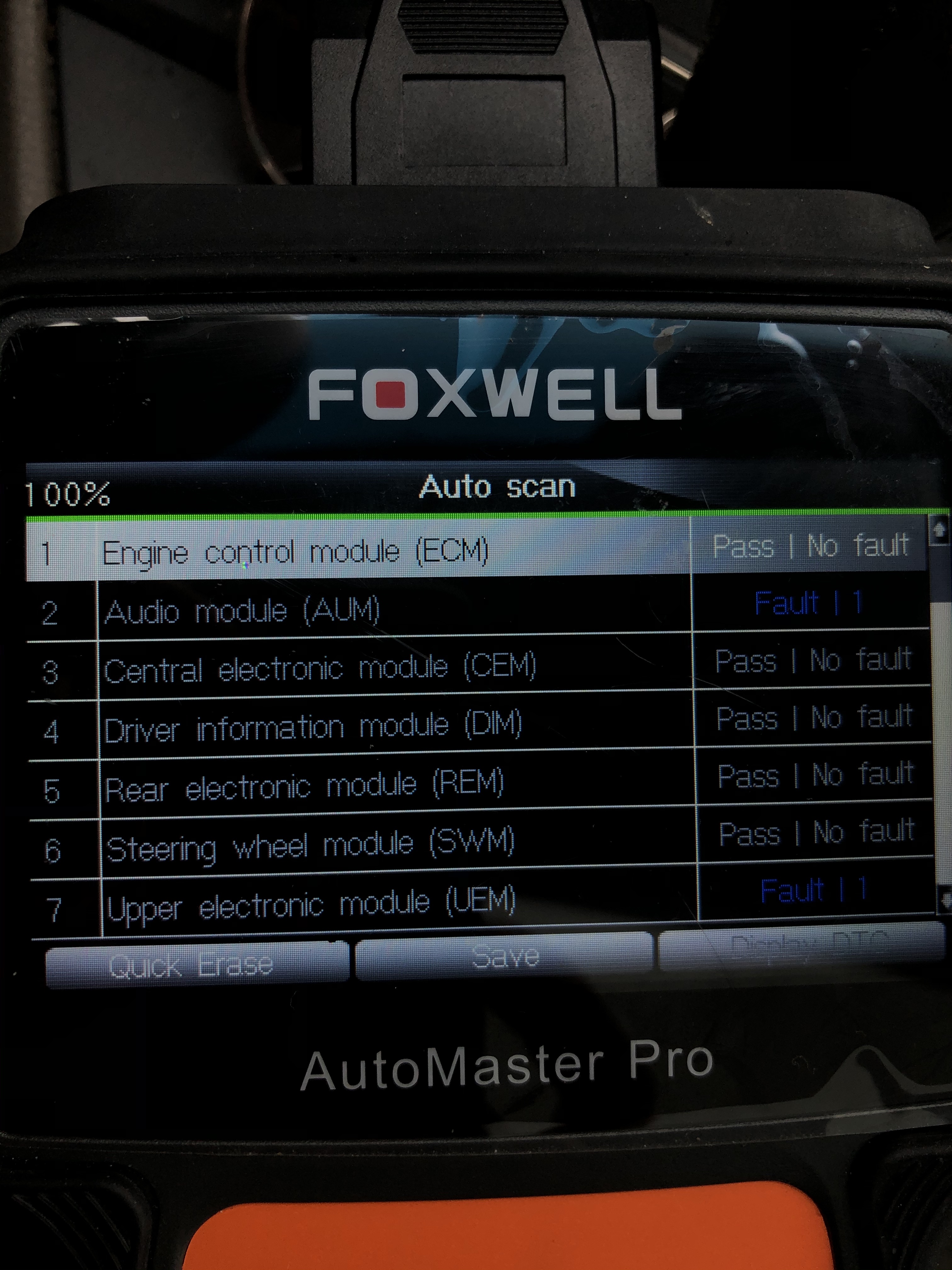 No fault ECM on Foxwell