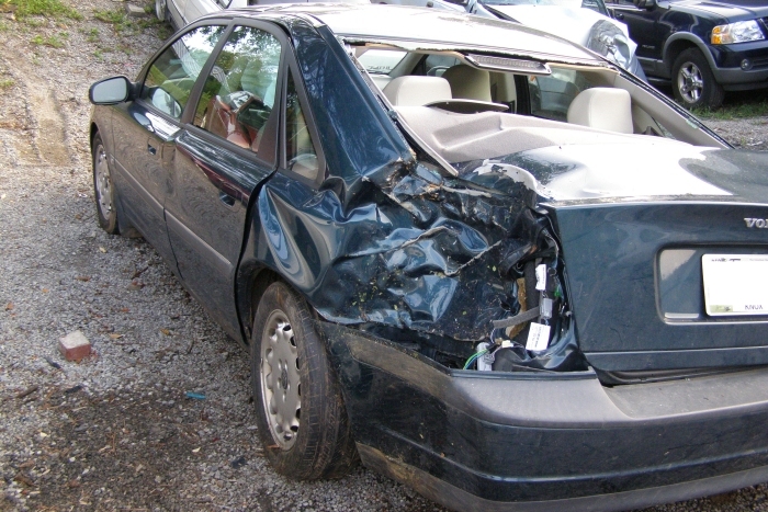And, here is the 1999 S80 after being totaled. We really miss that car.