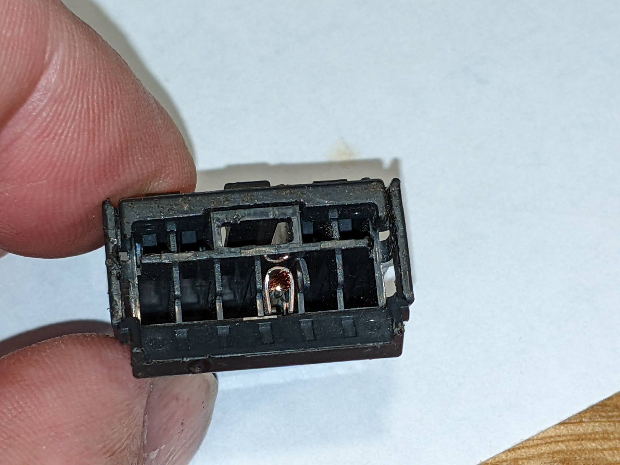 View from the rear of the connector for the one pin