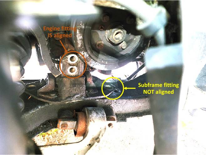 misaligned engine and subframe