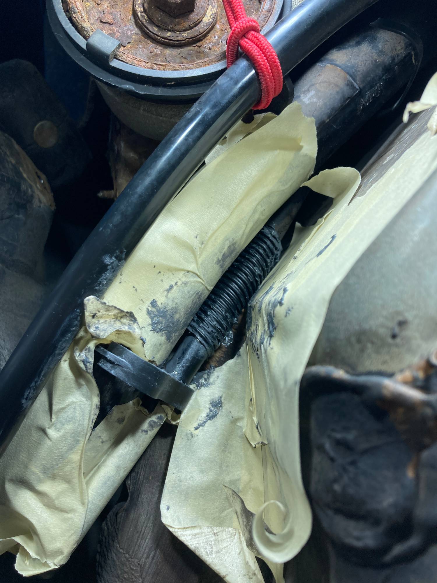 Placing epoxy filled wire loom