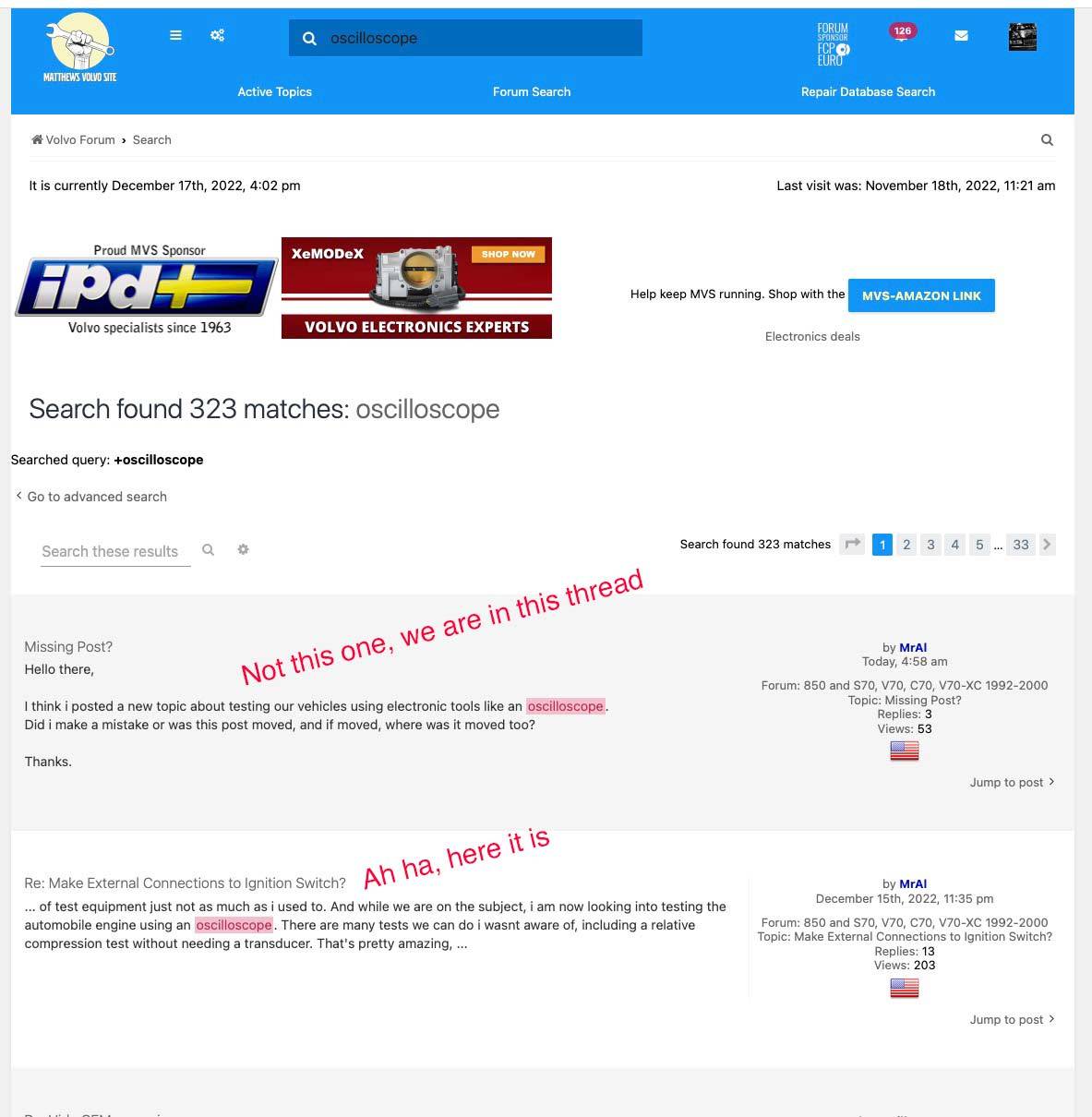 Keep in mind the results will include this actual thread we're in right now