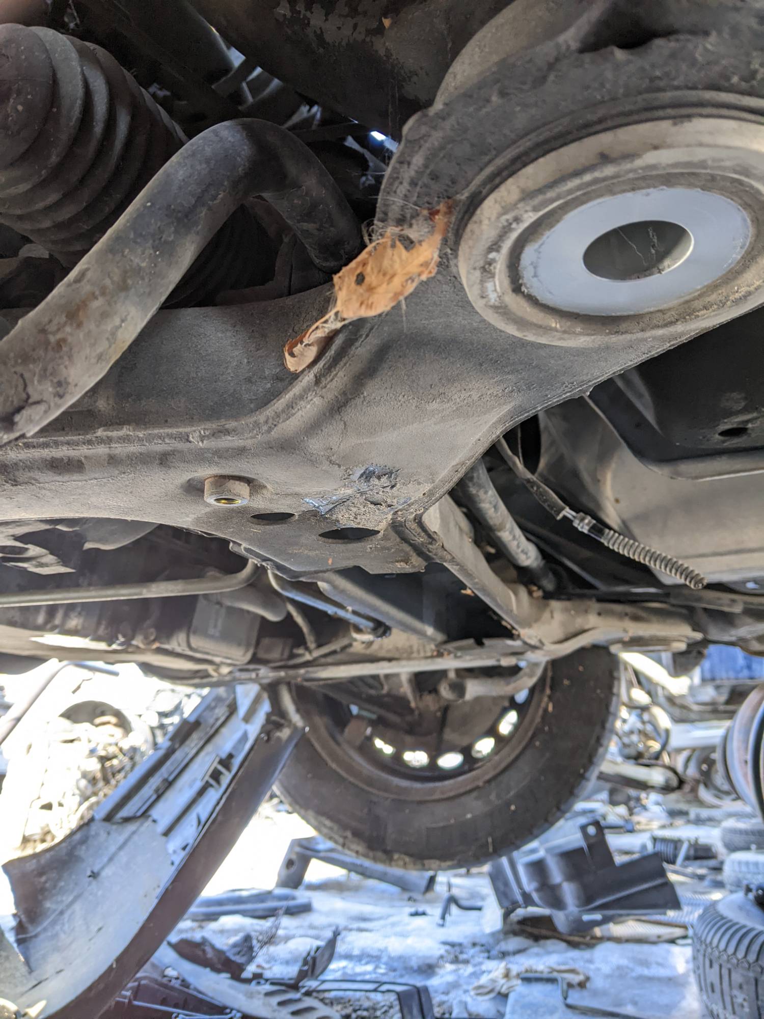 Large brace mounts at sub-frame rear mount