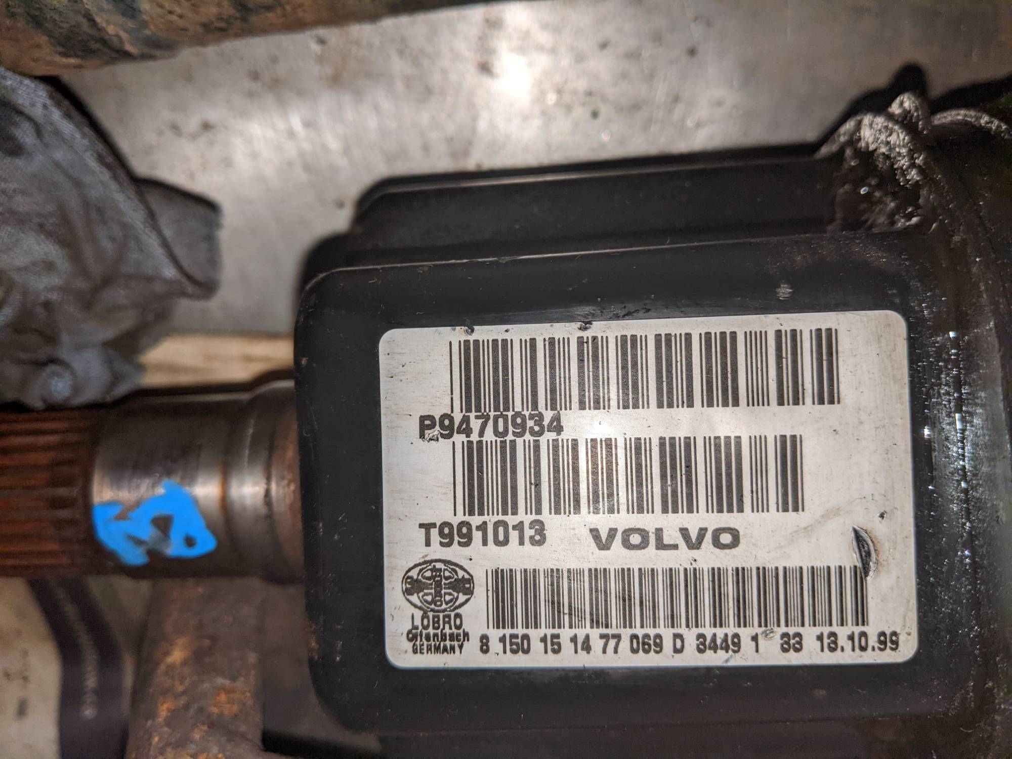 2000 V70R LH front axle part number