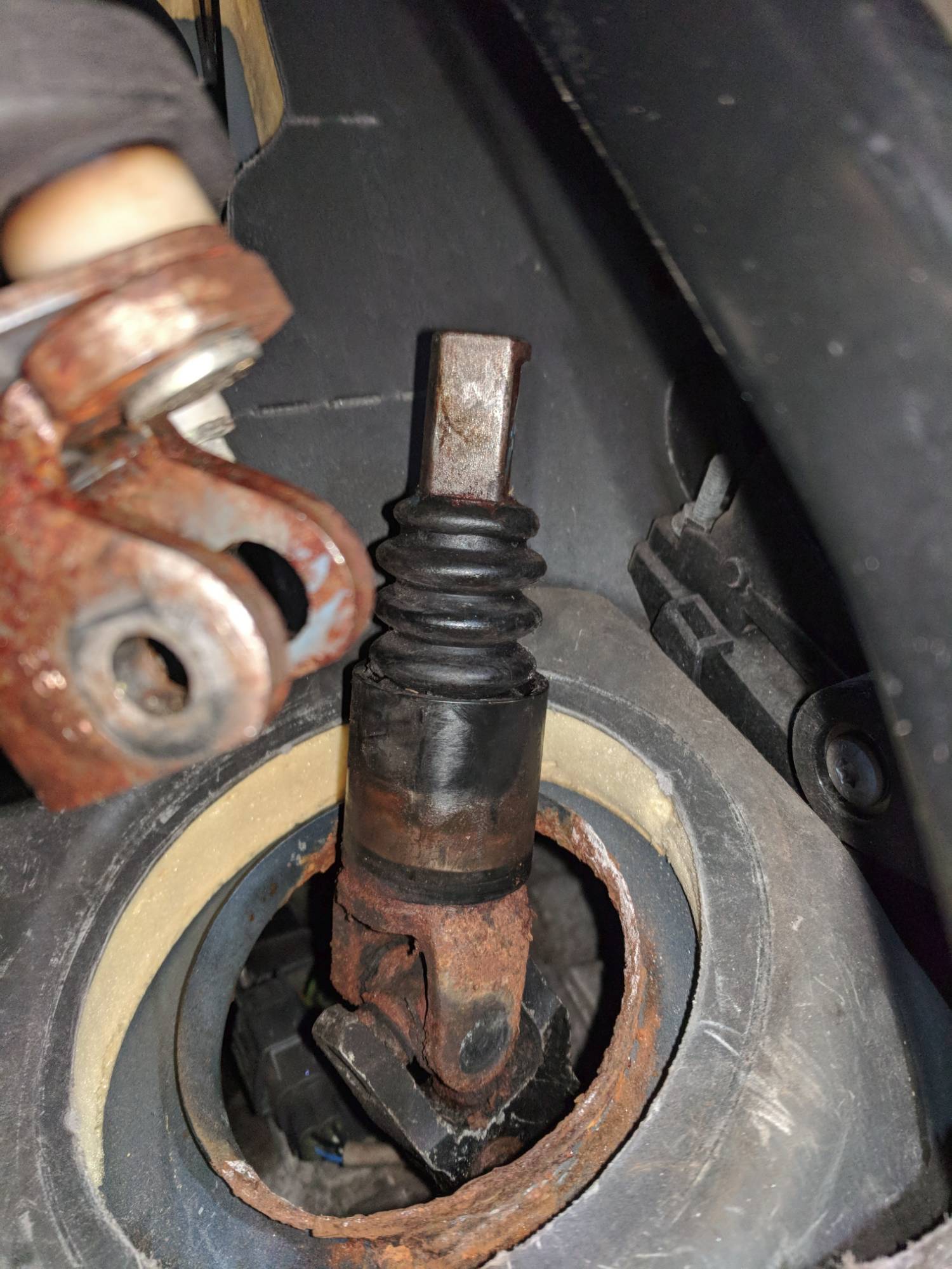 U joint in driver's foot well