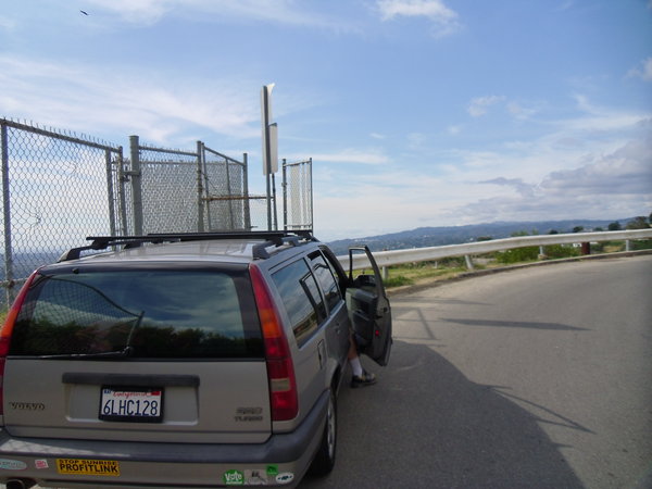 Rear of Volvo looking over Sunset Strip LA:<br />Old Hollywood Adventure- Walk with Him (facebook).