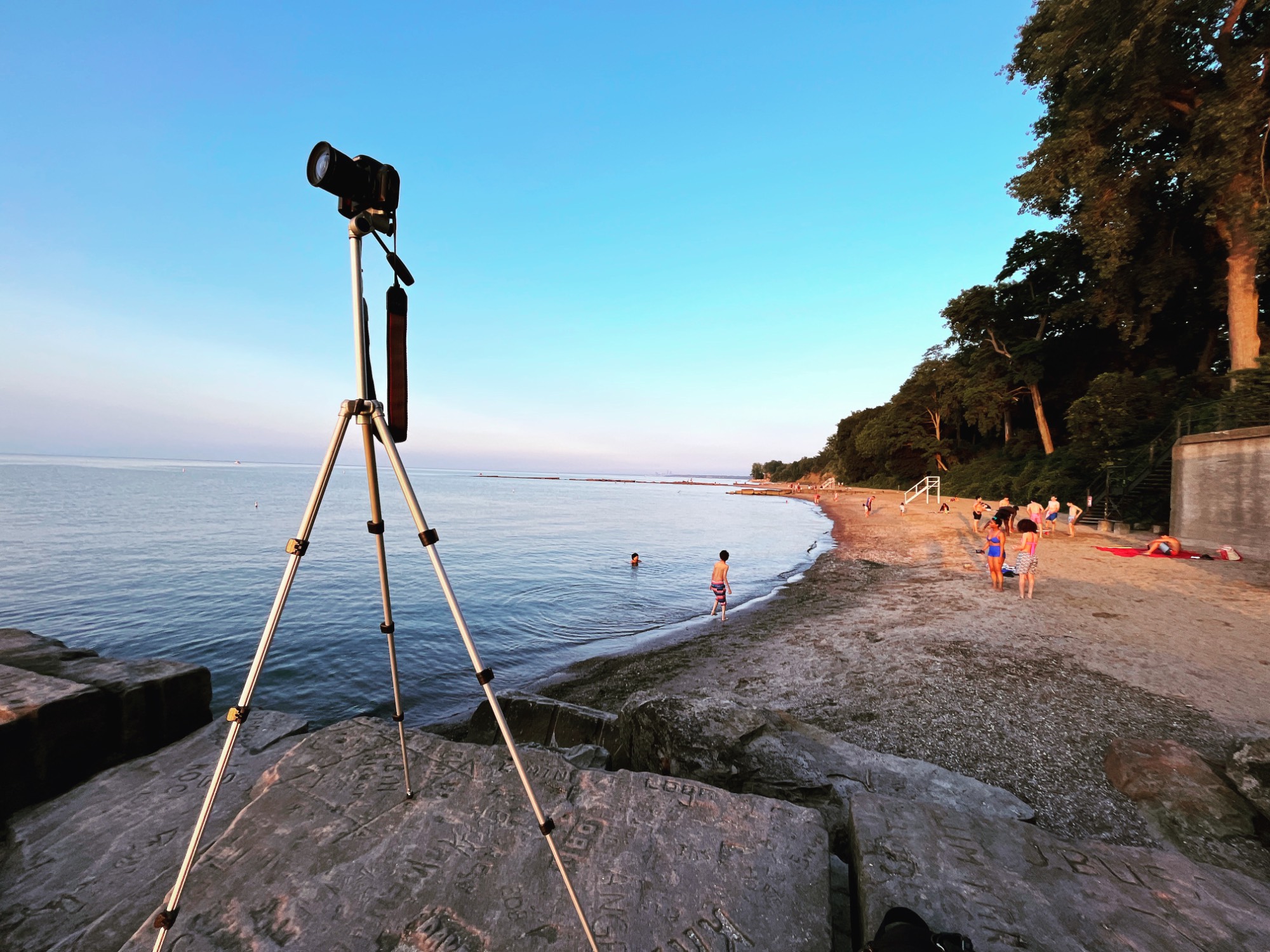 Setting up for sundown on Lake Erie