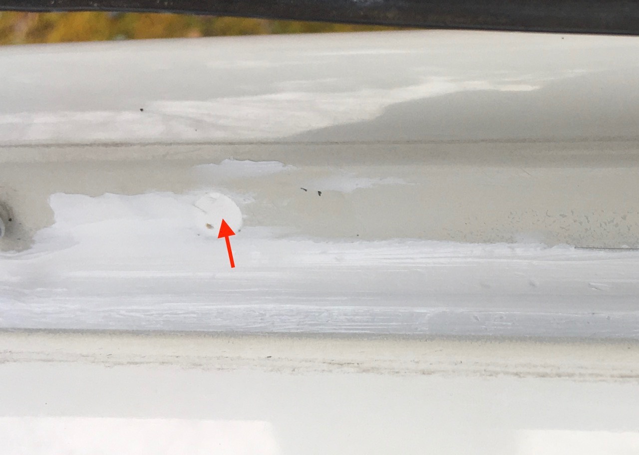 Hole sealed with sealant