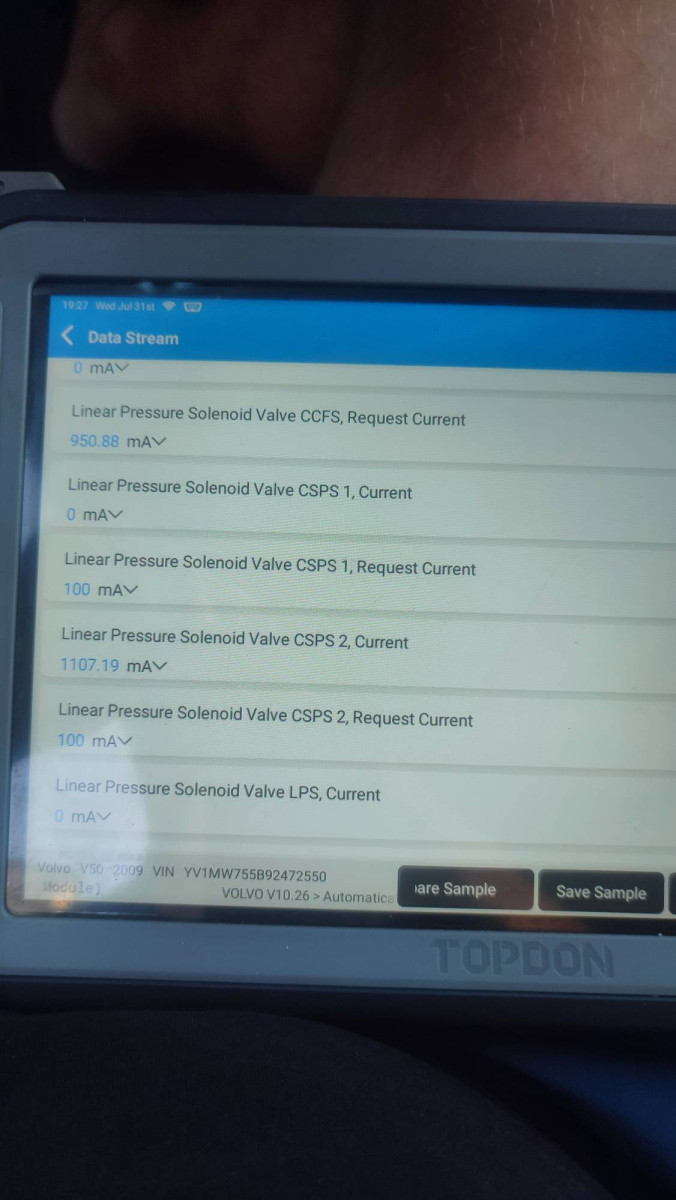 Here is a screenshot of the controller that confuses me, this is with the ignition on, the engine is not running, should this be the voltage on the csps2 solenoid?