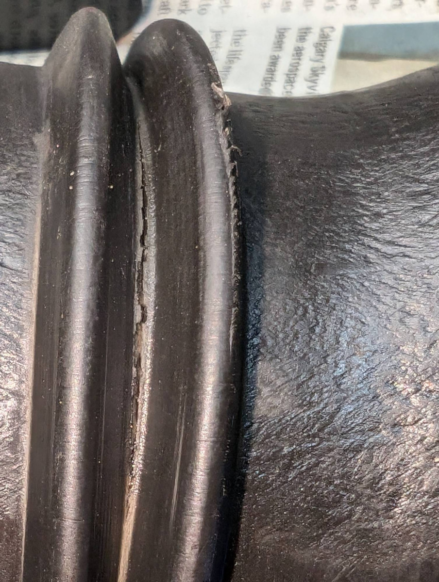 Crack in original pipe mid-pipe flex joint