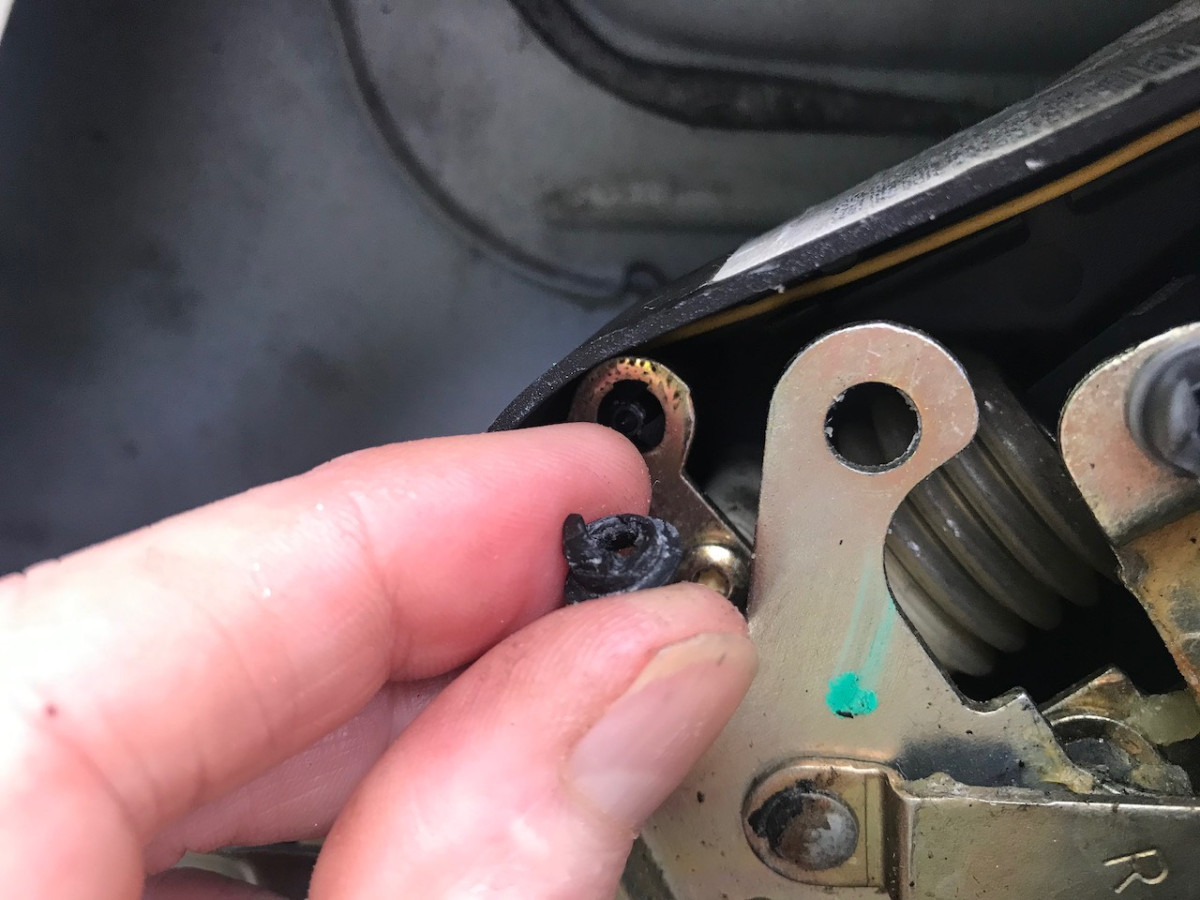 Old crumbly grommet, removed