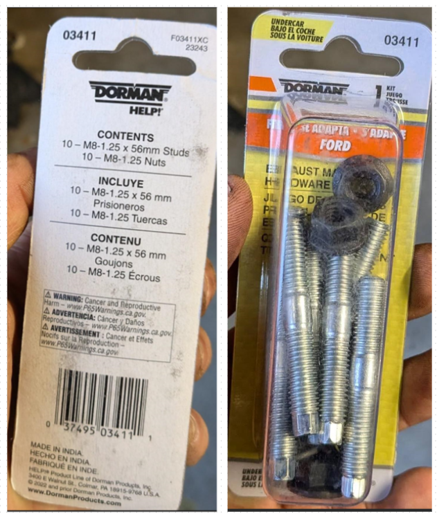 New generic M8x1.25 Ford studs with nuts.