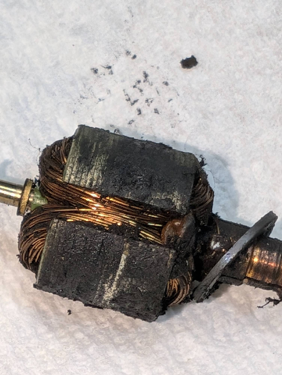 motor covered in dirt