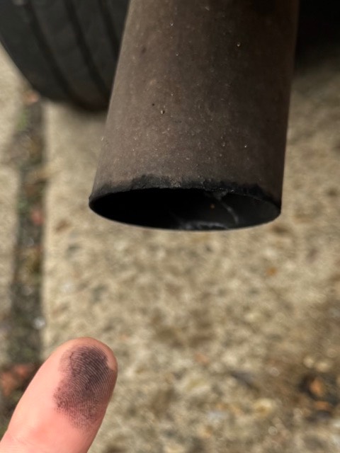 tailpipe soot immediately after the incident
