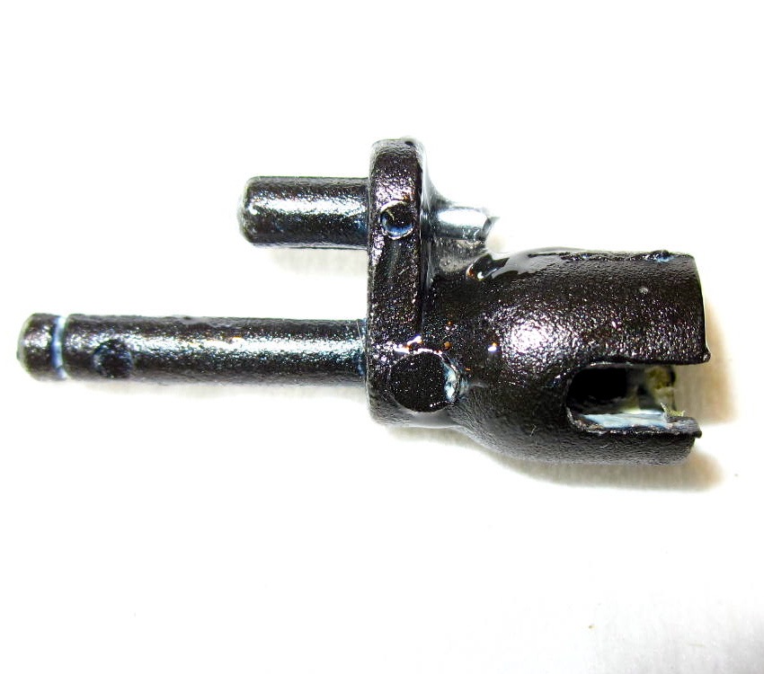 Actuator arm with steel pin held in place with epoxy.