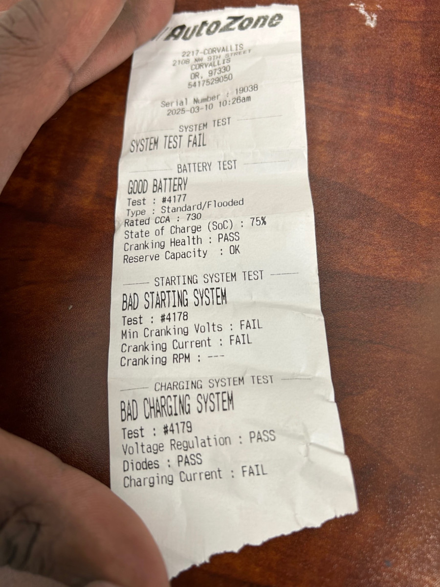 parts store battery test