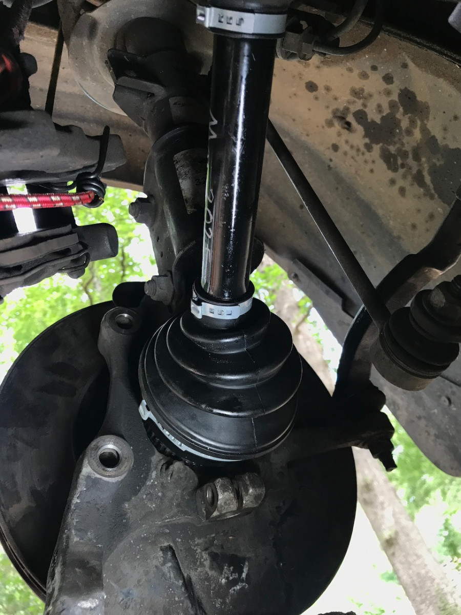 New outer boot back in place on steering knuckle
