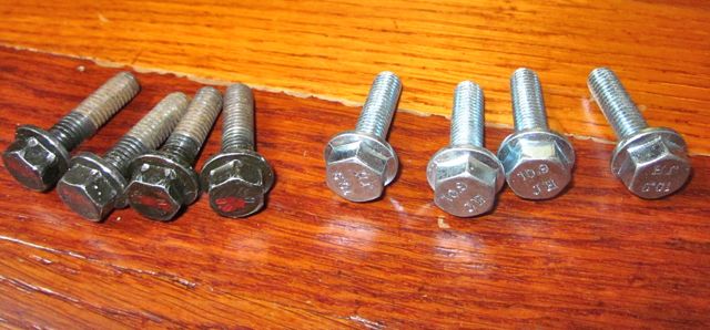 *Picture of original (left) and new (right) bolts