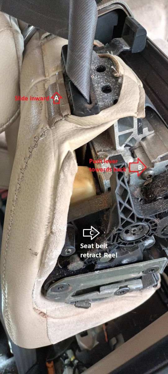 Removal of rear seatbelt cover