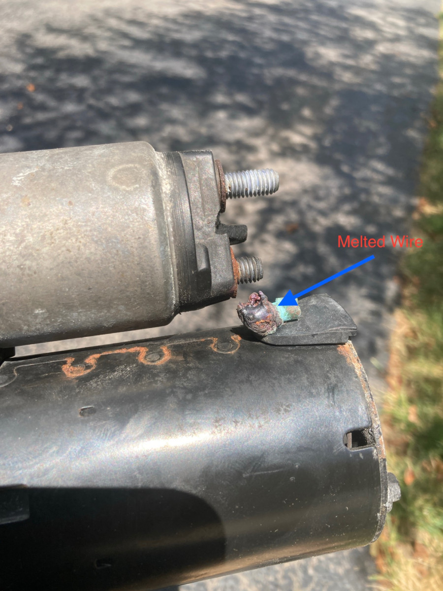 Melted starter wire