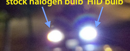 Headlight glare: HID bulb vs halogen bulb