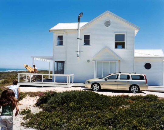 Volvo V70 at beach house