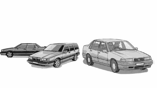 Volvo 1997 Price List - an illustration of two 850s and a V90